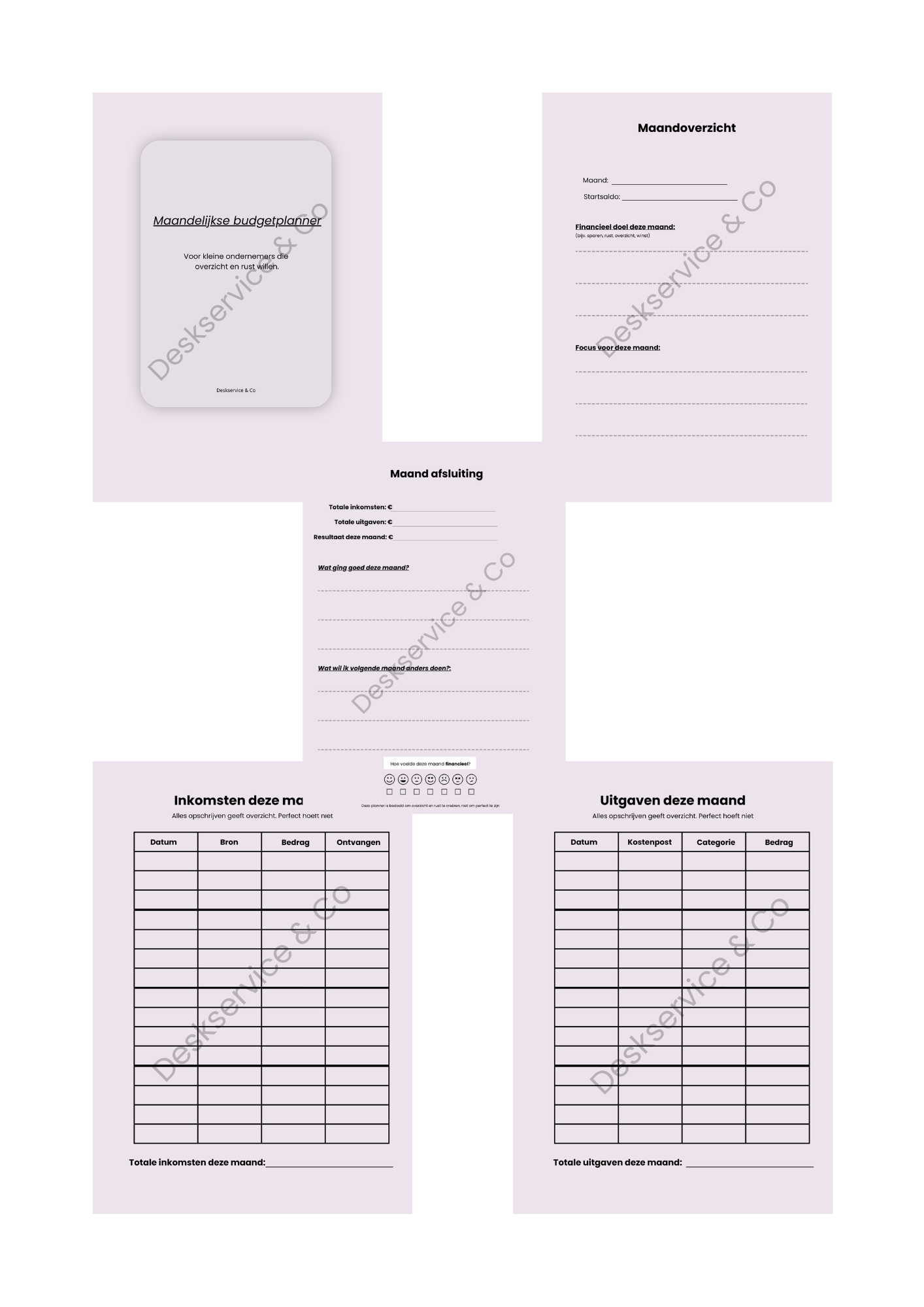 Maandelijkse Budget Planner voor kleine ondernemers (PDF)